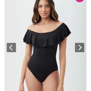 Trina Turk WOMEN'S MONACO OFF THE SHOULDER RUFFLE ONE PIECE SWIMSUIT 8